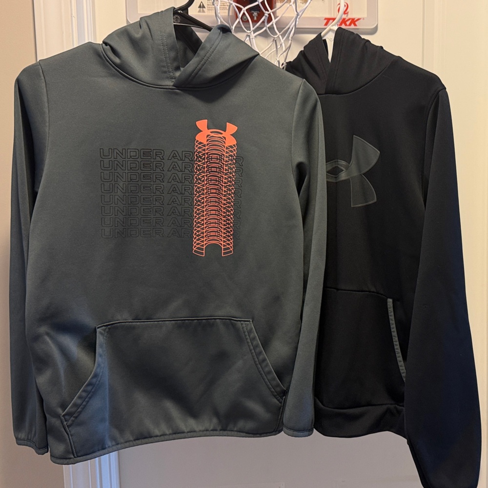 Under Armour Youth Gray Hoodie with Orange Logo Accent